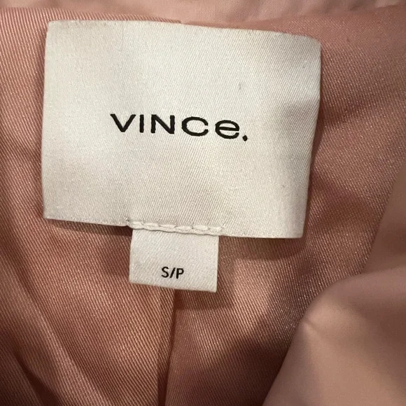 VINCE Zip Up Pink Bomber Jacket Pockets Satin Y2K Size Small Petite